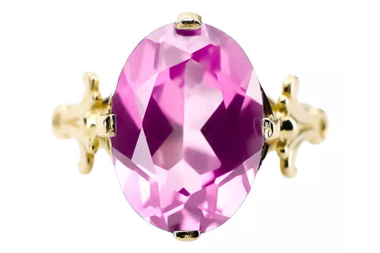 Anneau Améthyste Or jaune 14 carats Artisanat vintage vrc369y